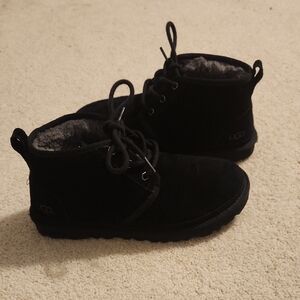 UGG Black and Gray Fur-Lined Boots Youth Size 6